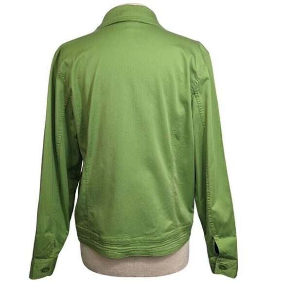 Coldwater Creek Green Shacket Womens Medium Jacket Long Sleeve Button Front - Picture 4 of 13